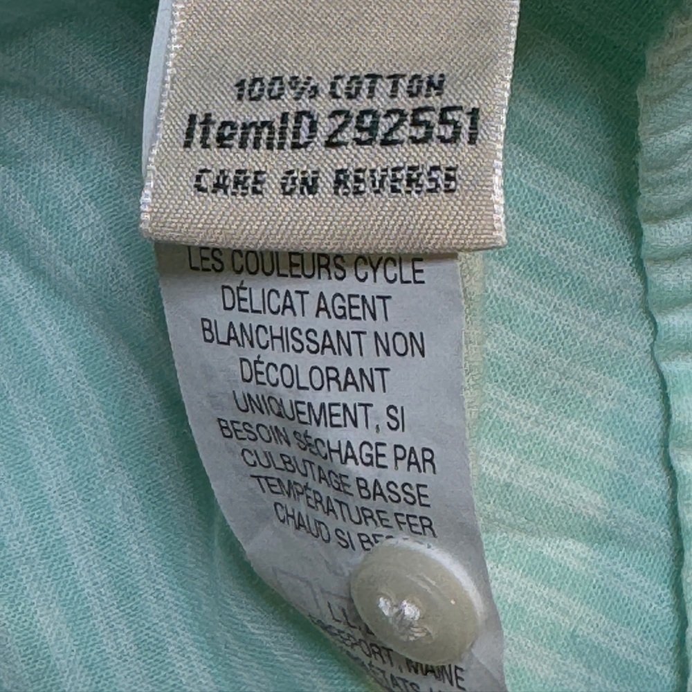 L.L. Bean Women's Mint Green striped Pleated Front Long Sleeve Blouse Size Large - Picture 7 of 7